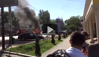 Автомобиль загорелся в Таразе у остановки "Глобус"